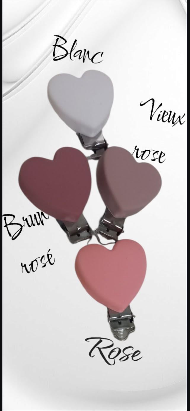 Clip silicone blanc, clip silicone brun rosé, clip silicone vieux rose, clip silicone rose