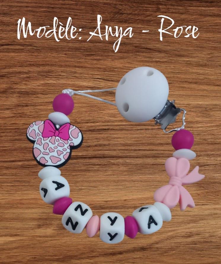Attache tétine personnalisée, Mouse. Modèle Anya, tête de souris. Cadeau naissance, baby shower, jeunes parents. Création française.